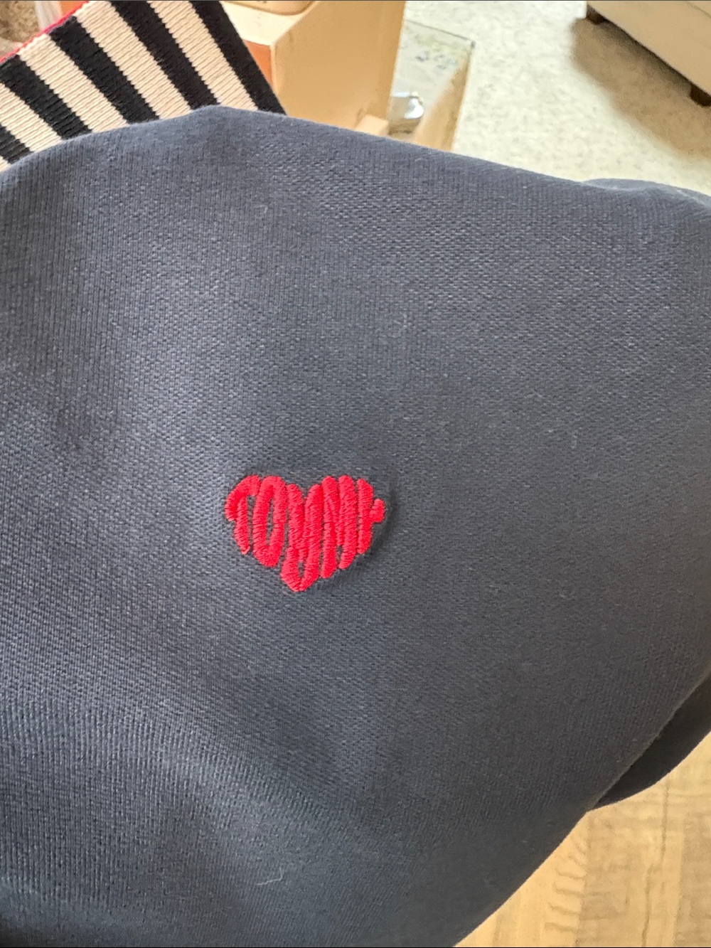 Tommy Hilfiger Navy Polo with Red Collar and Red Heart - Picture 8 of 8